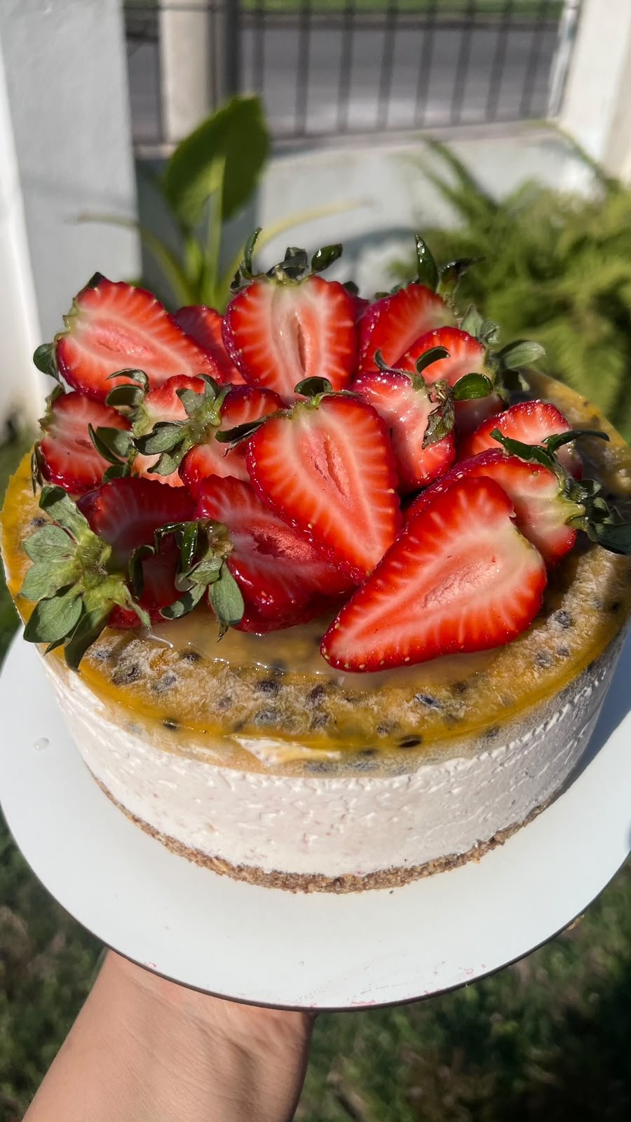 Otra vista de la torta fría de fruta